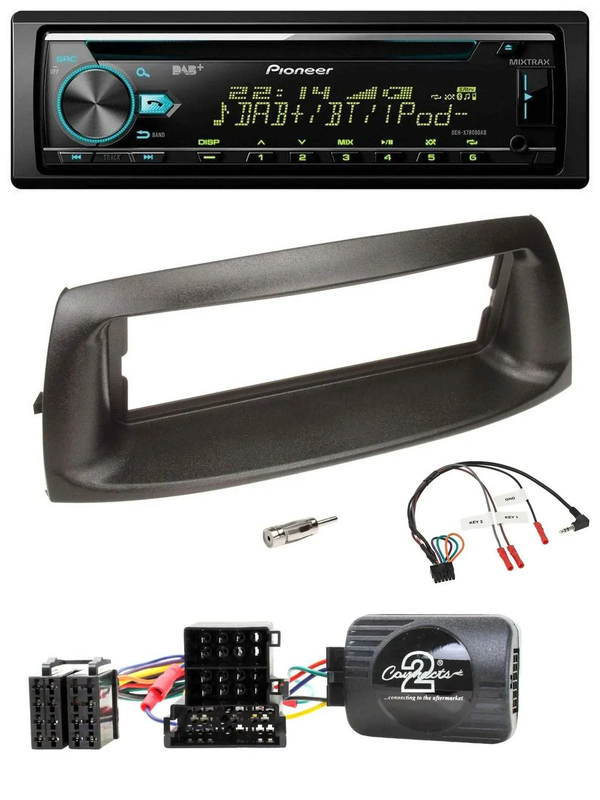 Автомагнитола Pioneer DAB, CD, USB, Bluetooth для Fiat Punto 1999–2005, совместима с кнопками на руле