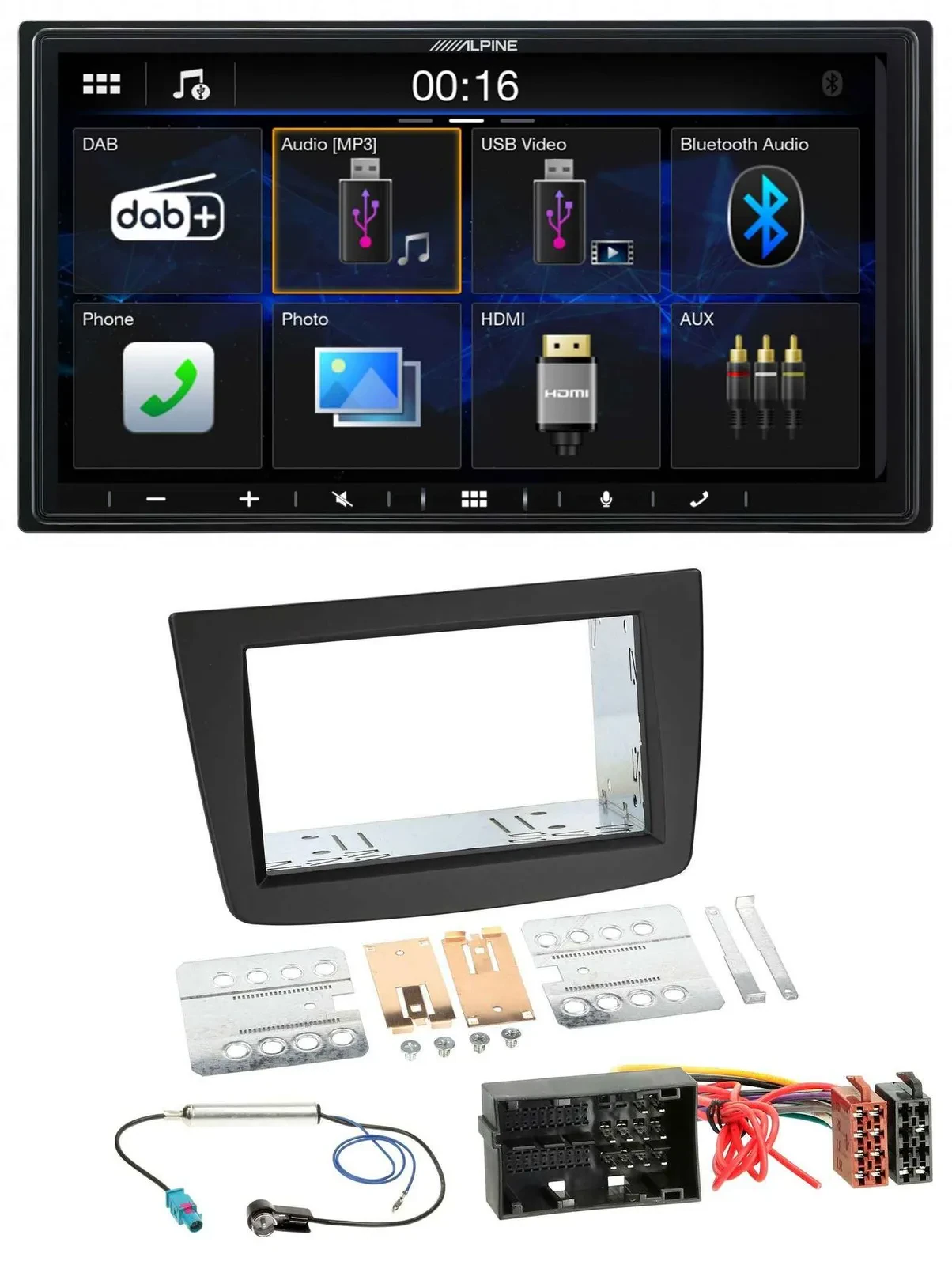 Alpine Bluetooth 2DIN MP3 DAB USB Autoradio für Alfa Romeo Mito 955 ab 14 schwar