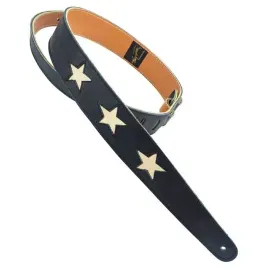 Henry Heller 2" Wide Cut-Out Stars Leather Adjustable Guitar Strap #HP23STWH