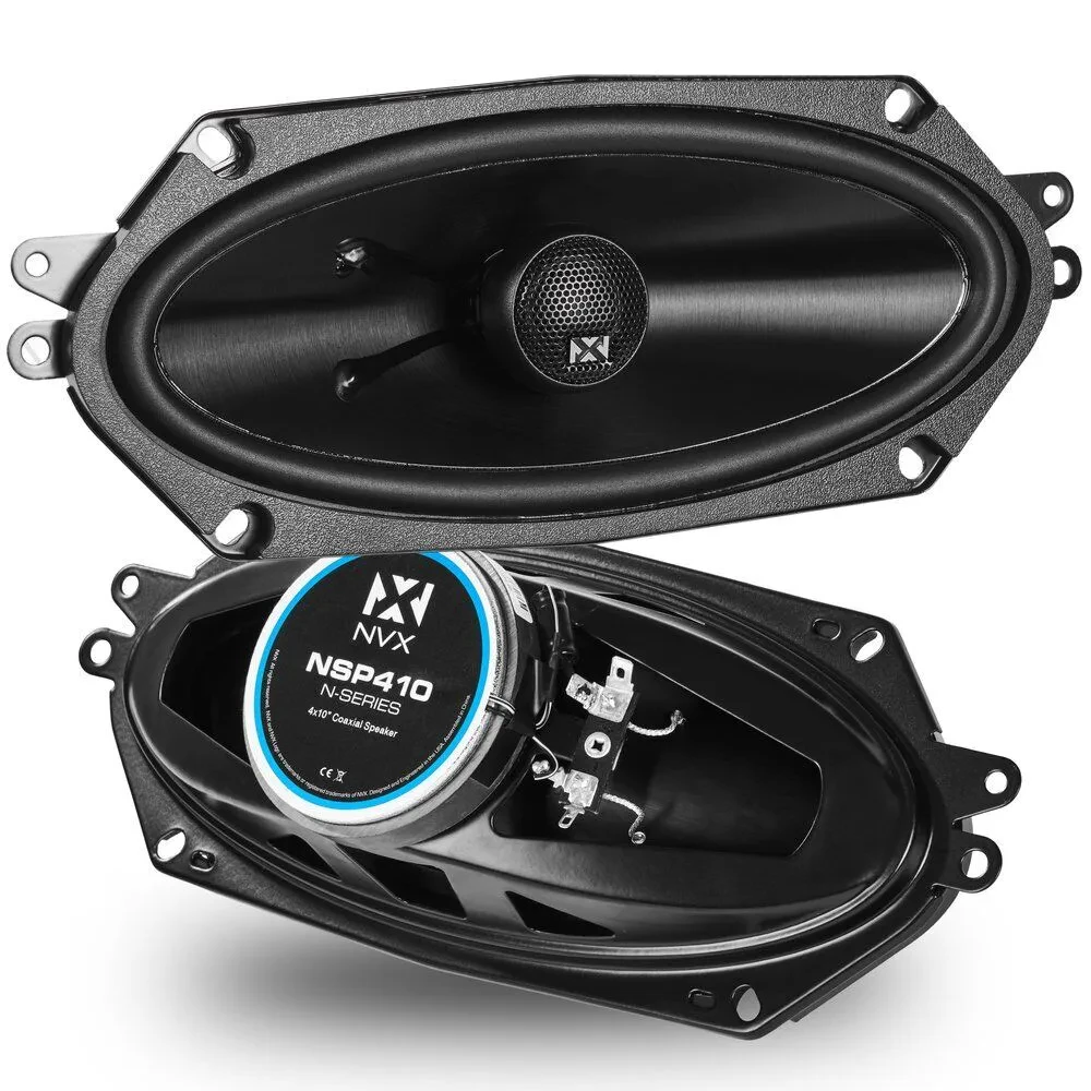 NVX NSP410 160W RMS 4"x10" N-Series 2-Way Coaxial Car Speakers w/ Silk Dome