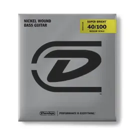 Комплект струн для бас-гитары Dunlop Super Bright DBSBN40100M