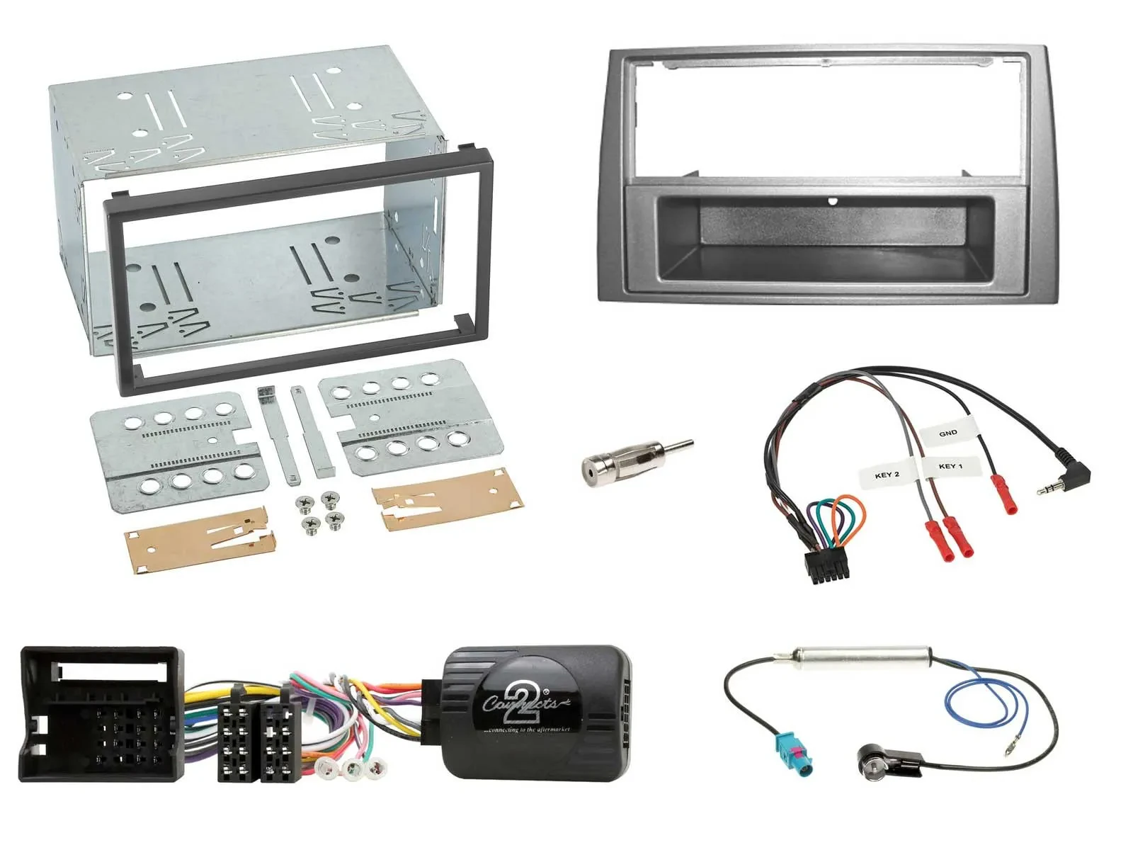 Einbauset Lenkradadapter DIN Autoradio für Peugeot 308 07-09 silber