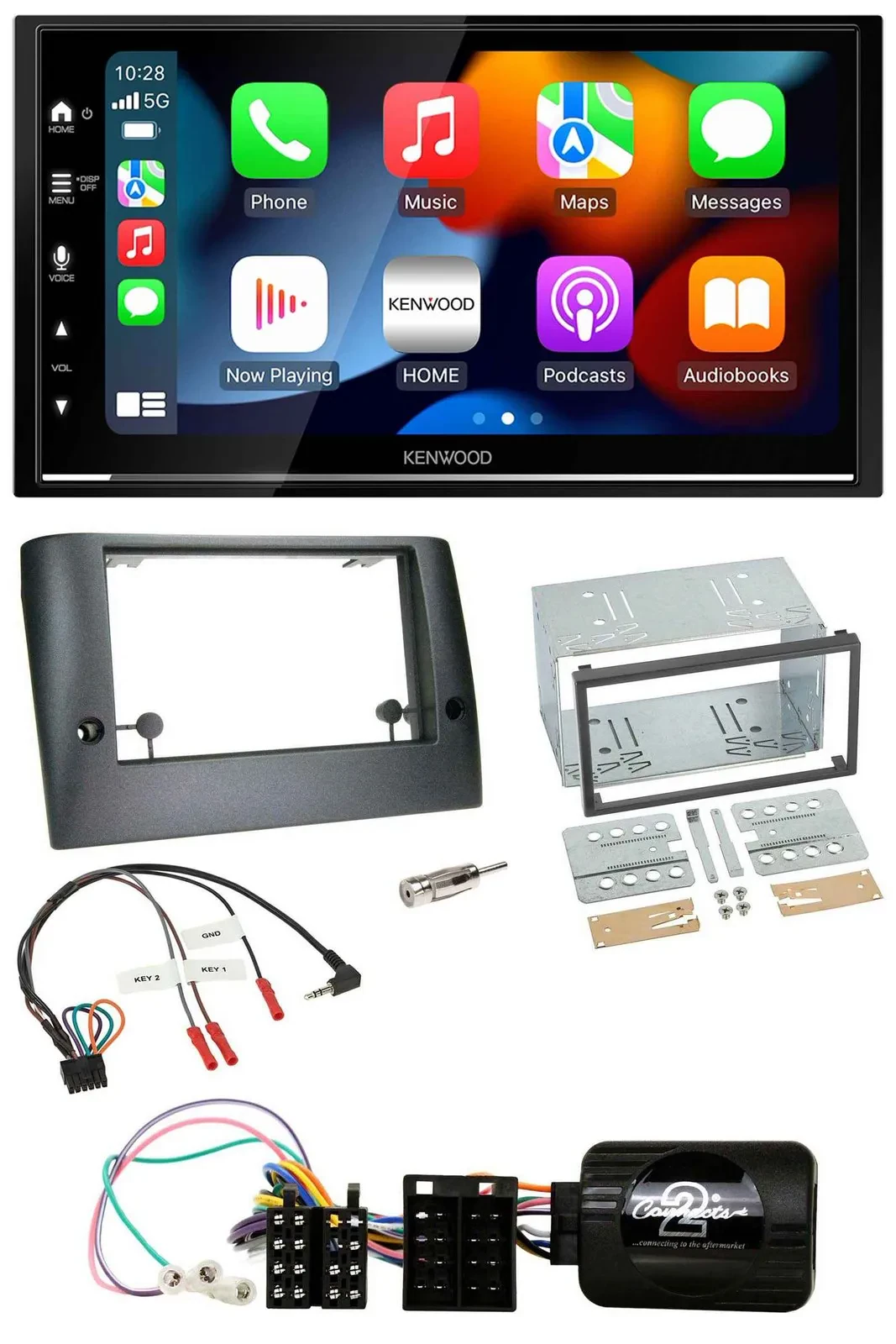 Kenwood DAB USB Bluetooth 2DIN Lenkrad Autoradio für Fiat Stilo 2005-2007