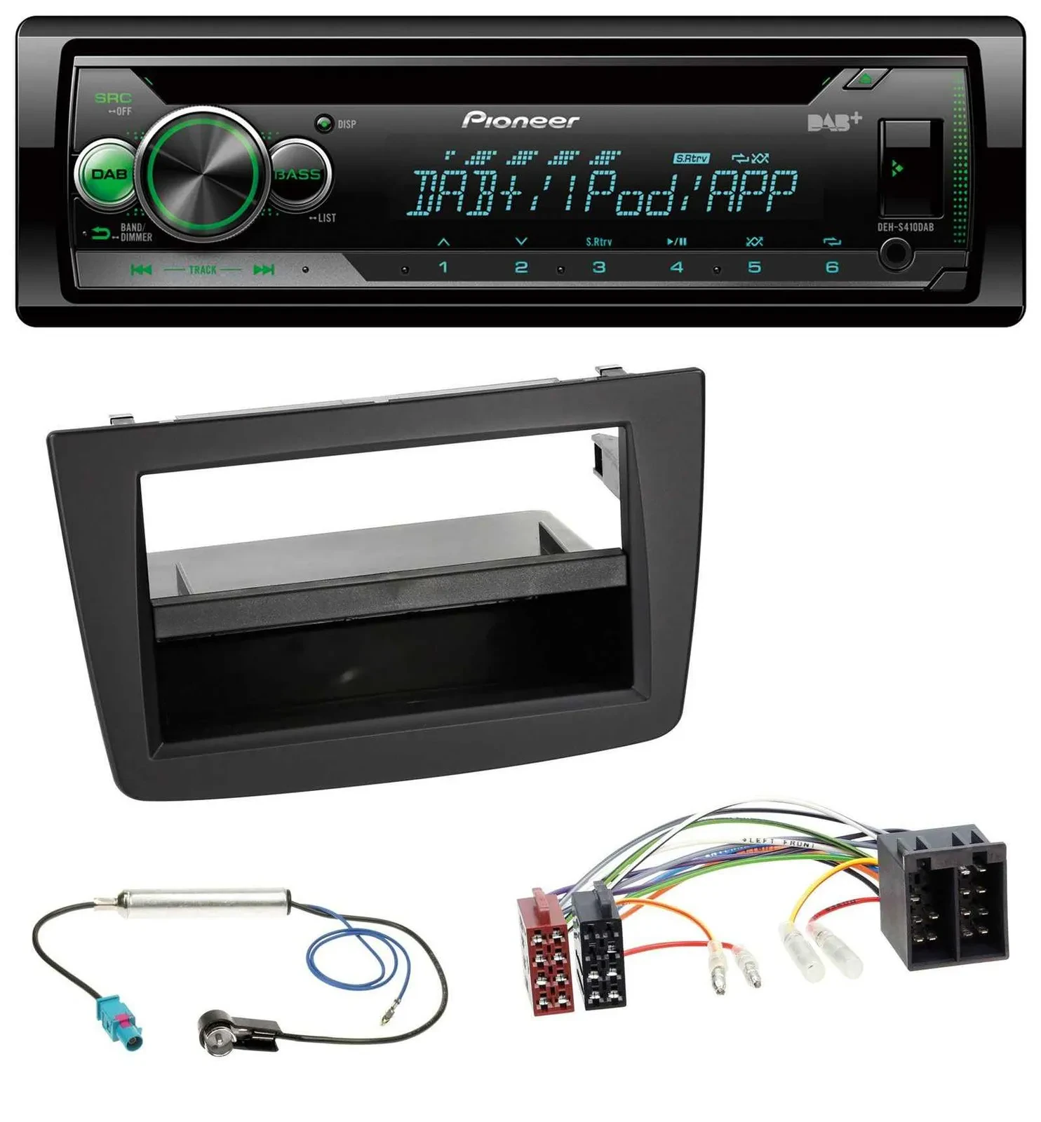 Автомагнитола Pioneer USB, MP3, DAB, AUX, CD, для Alfa Romeo Mito (955, 2008–2014), черный, ISO-разъем