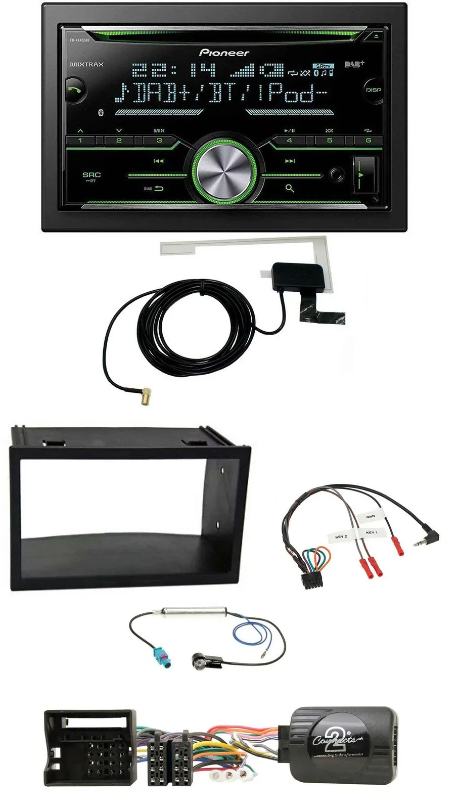 Pioneer CD USB Lenkrad Bluetooth 2DIN DAB Autoradio für VW Polo Passat Quadlock