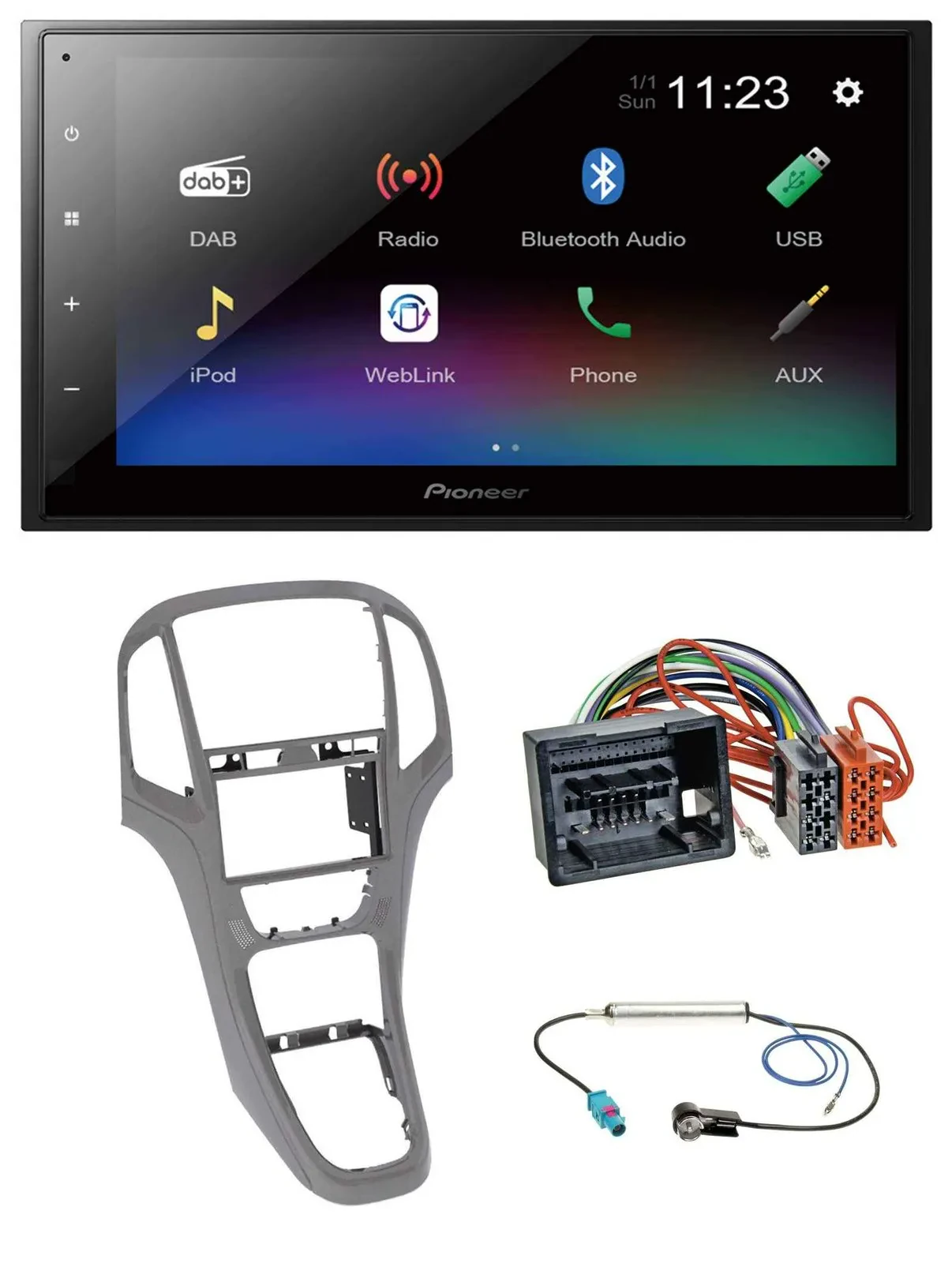 Автомагнитола для Opel Astra J (с 2009) Pioneer 2DIN, USB, Bluetooth, DAB, MP3, титаново-серый