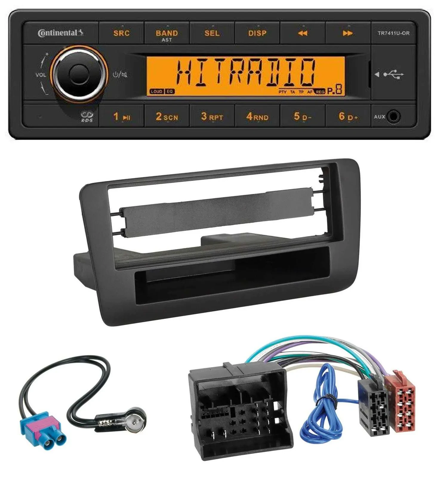 Continental 1DIN USB AUX MP3 Autoradio für Audi A1 (ab 2012)