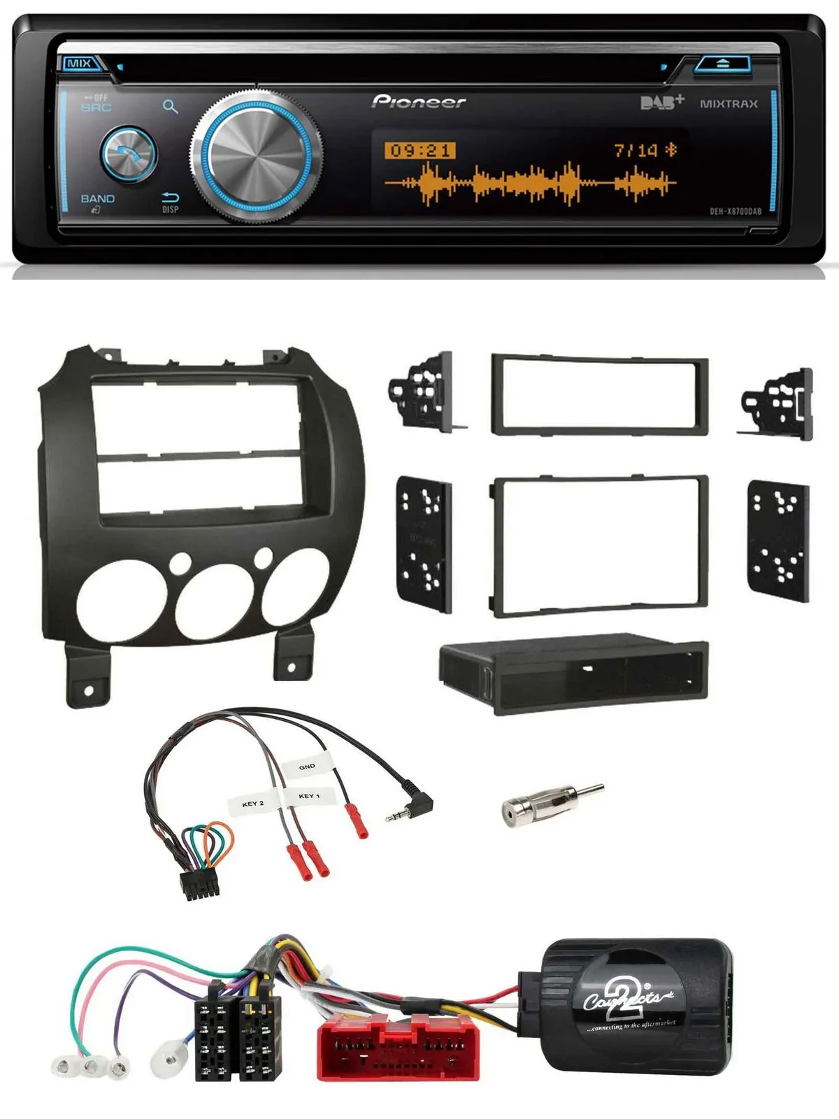 Pioneer Lenkrad DAB USB CD Bluetooth Autoradio für Mazda 2 2007-2014 nur Panason