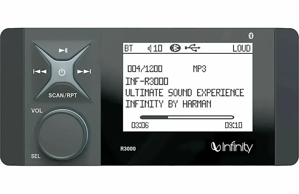 Автомагнитола для лодок Infinity INF-R3000 AM/FM, Bluetooth, цифровой медиаресивер