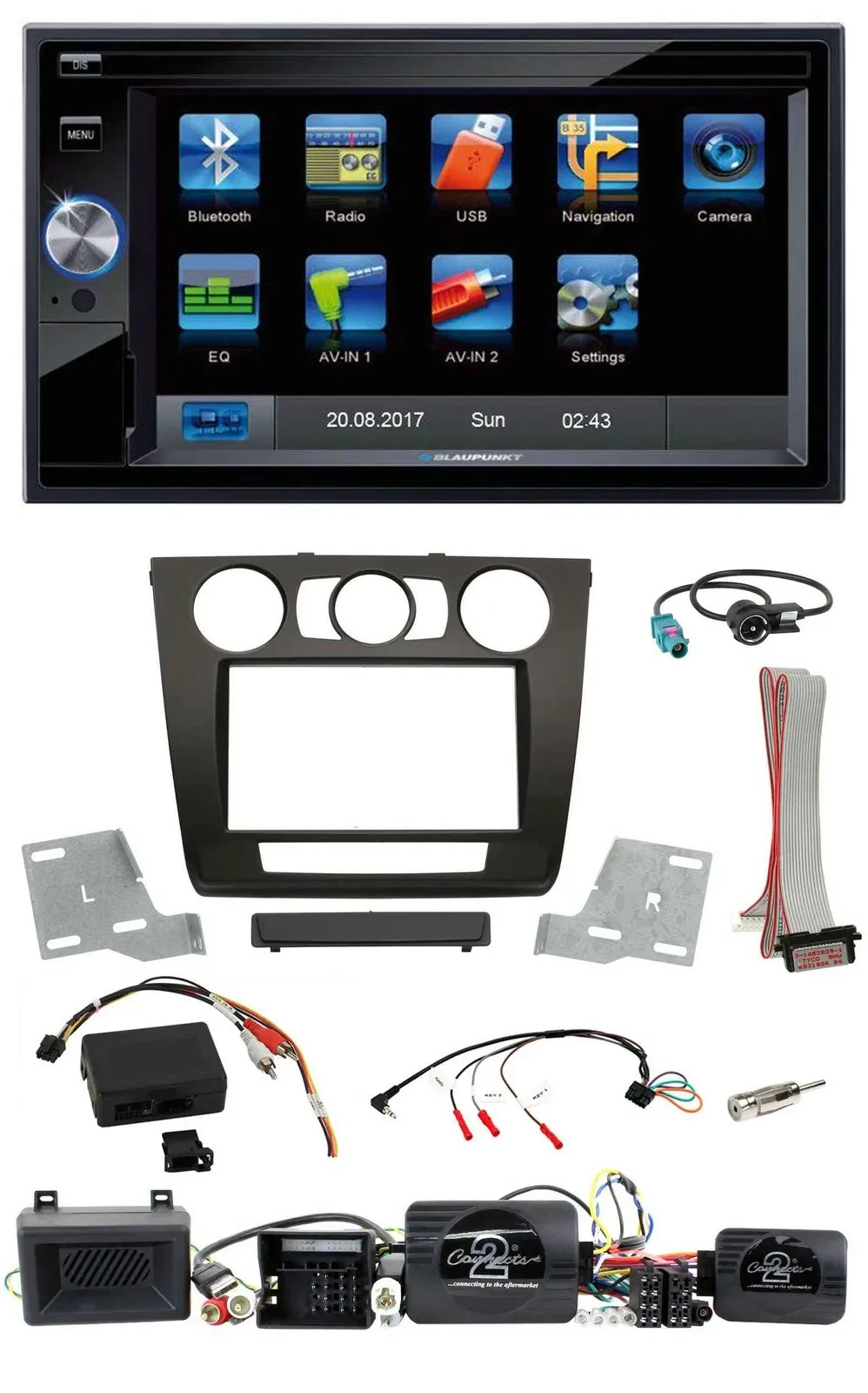 Blaupunkt SD USB TMC Bluetooth 2DIN Lenkrad Navigation für BMW 1er Aktiv PDC man