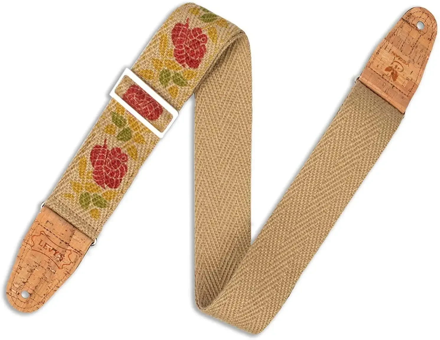Ремень для гитары Levy's MH8P-009 2" Hemp Vegan Guitar Strap w/Printed Rosa Motif In Pink And Red