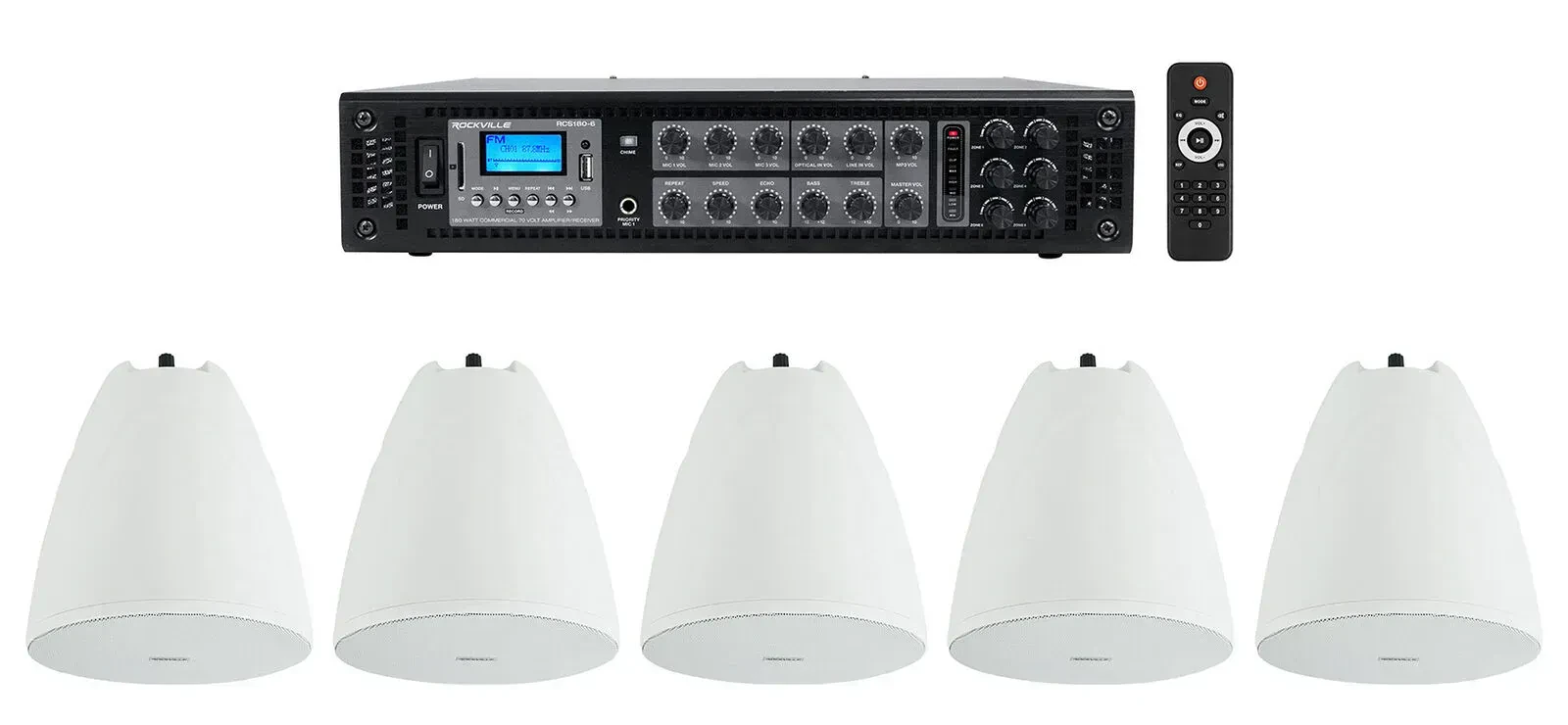 Потолочная акустика Rockville PEN-65T White с усилителем (5 штук)