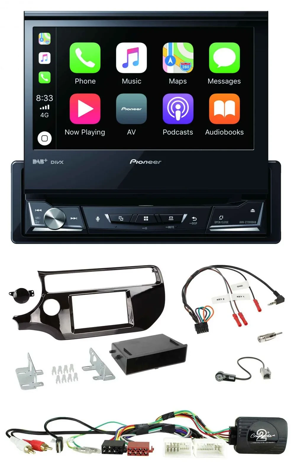 Pioneer DVD Bluetooth DAB USB Lenkrad Autoradio für Kia Rio UB ab 03/2015 piano
