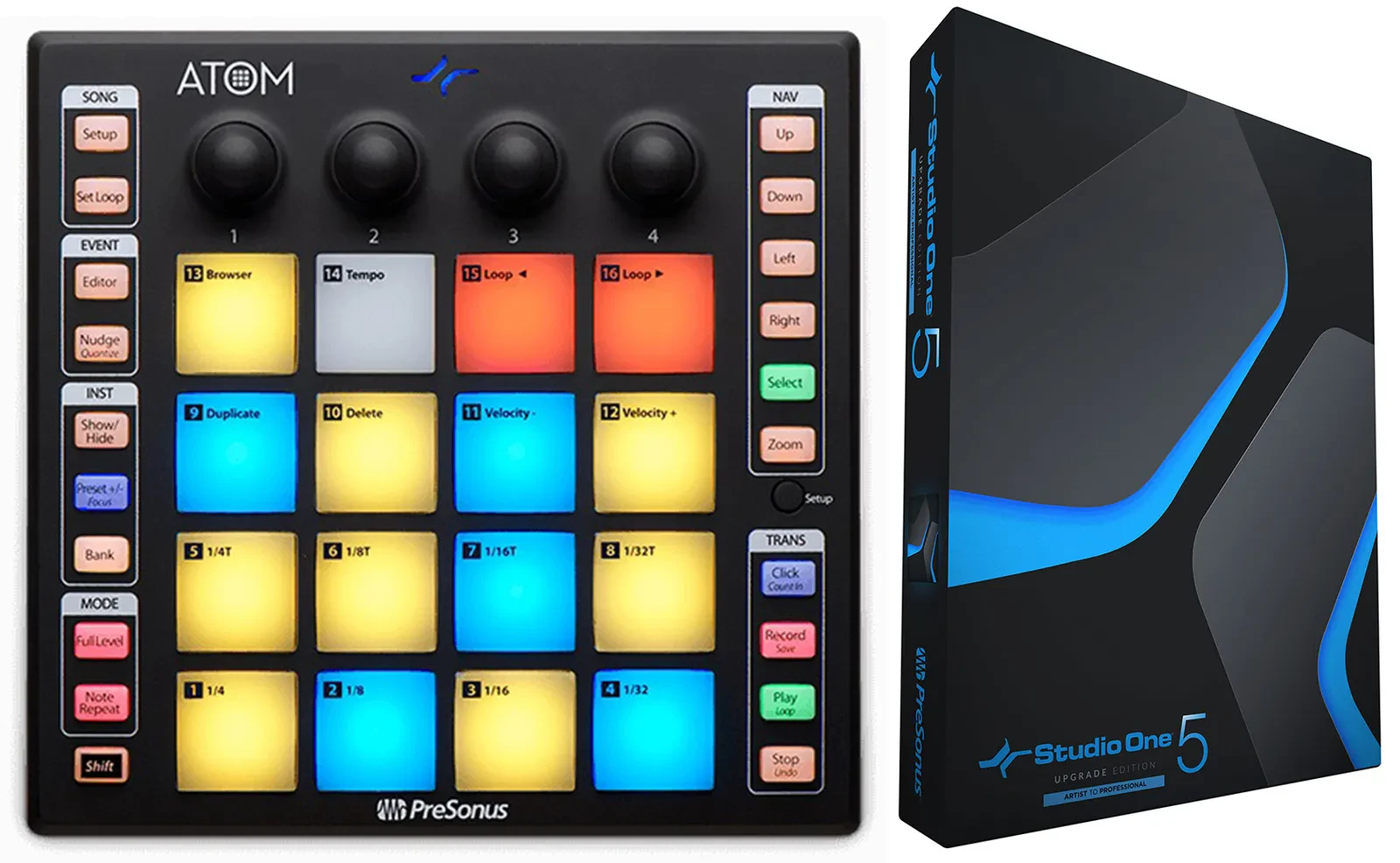 PRESONUS ATOM 16 Pad USB MIDI RGB DJ Controller+Artist to Pro Software Upgrade
