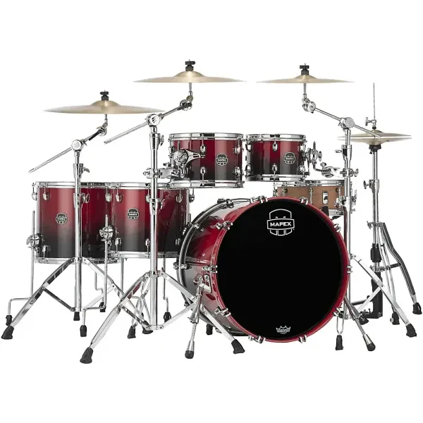 Mapex Saturn Studioease 5-Piece Shell Pack with 22 in. Bass Drum Scarlet Fade