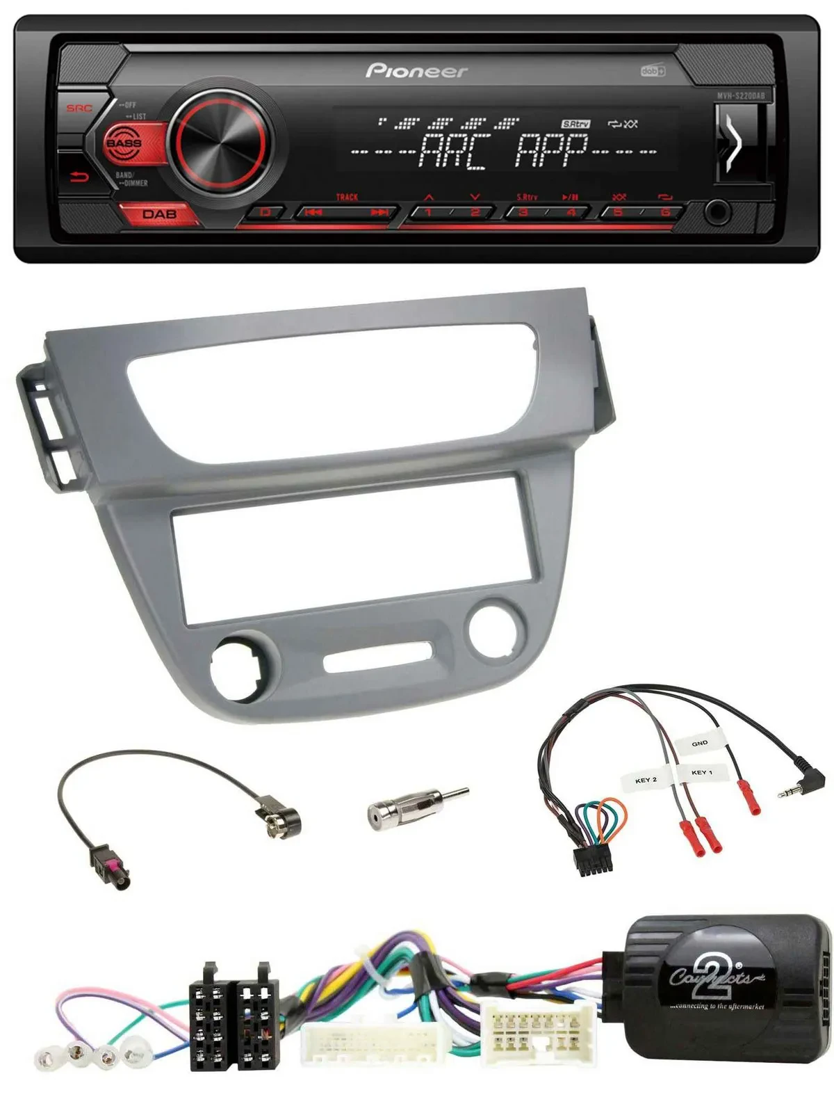 Автомагнитола Pioneer 1 DIN, DAB, MP3, USB, поддержка кнопок на руле, для Renault Megane 3 (2012–2014), серый
