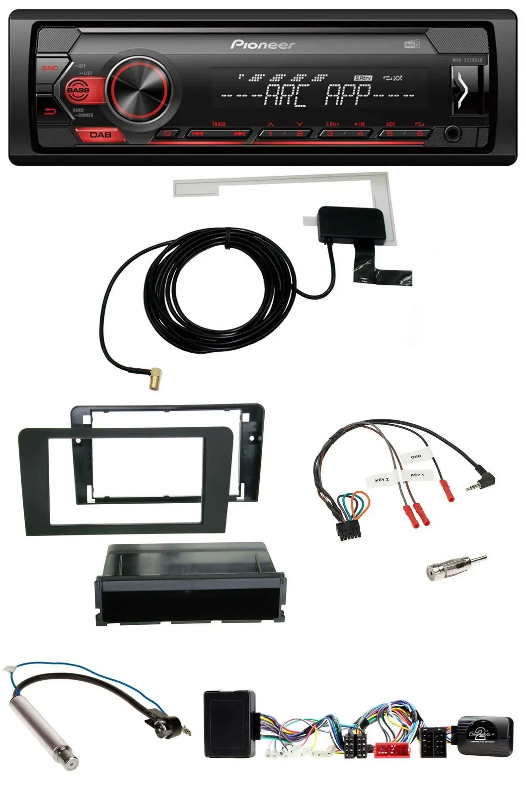 Pioneer 1DIN USB DAB MP3 Lenkrad Autoradio für Audi A3 Symphony Aktivsystem ISO