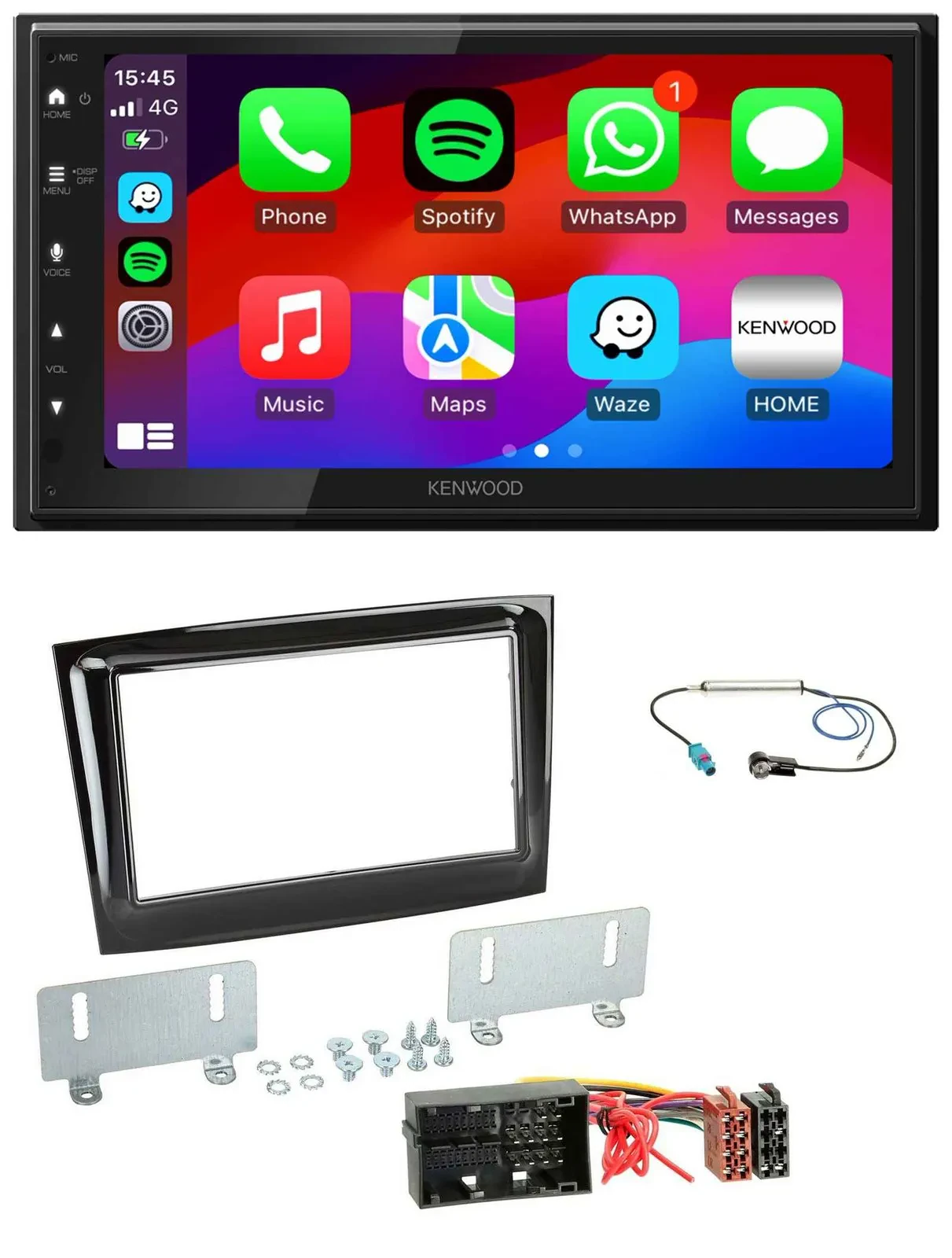 Автомагнитола для Fiat Doblo (с 2015) Kenwood 2 DIN, DAB, Bluetooth, USB, MP3, черный глянец