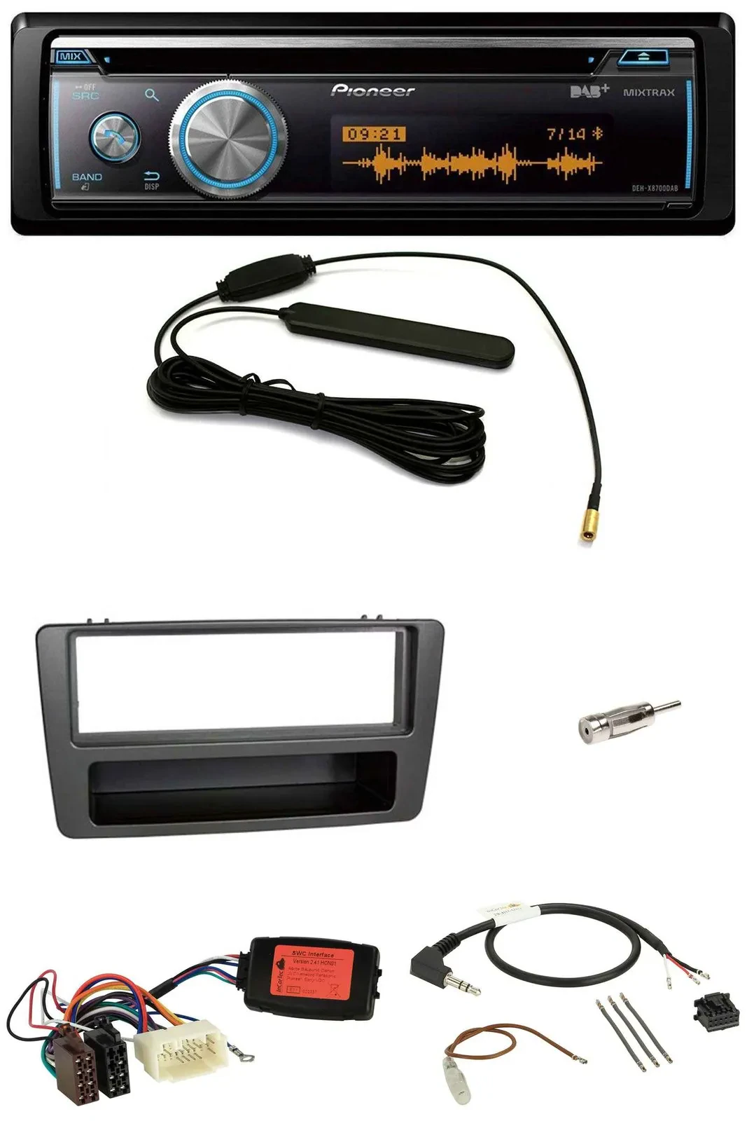 Автомагнитола Pioneer CD, USB, Bluetooth, DAB для Honda Civic 2001–2003, черный