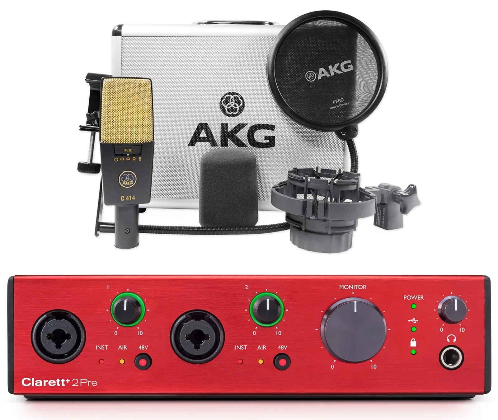 AKG C414 XLII Multi-Pattern Studio Condenser Microphone Recording Mic+Interface