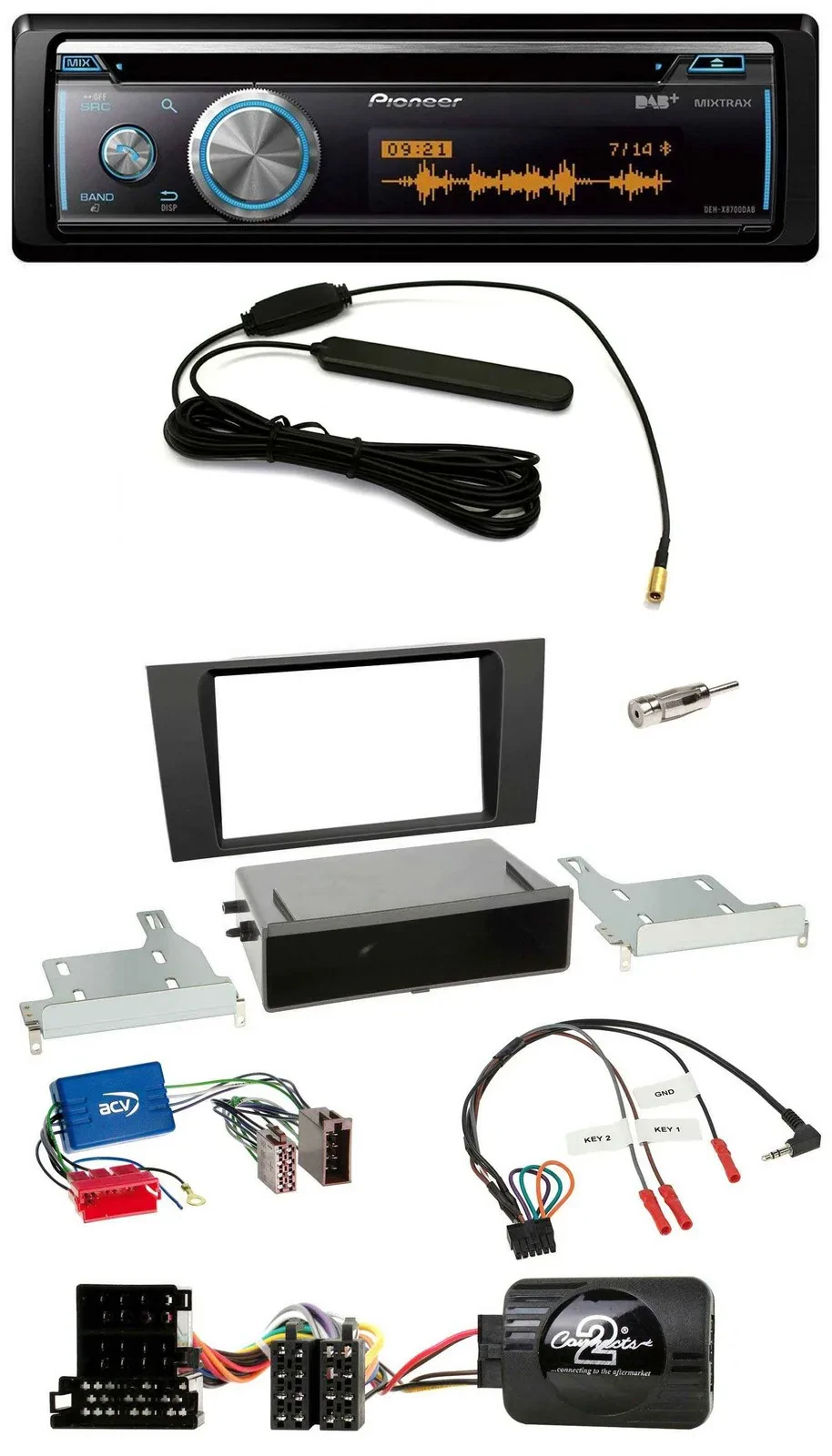 Pioneer CD USB Bluetooth DAB Lenkrad Autoradio für Audi A4 B5 1999-2001 Aktivsys