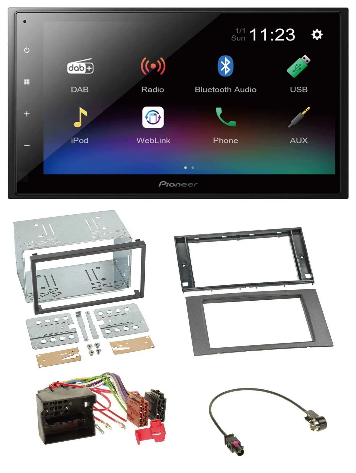 Автомагнитола Pioneer 2 DIN, USB, Bluetooth, DAB, MP3 для Ford C-Max/Galaxy/S-Max 2003–2007