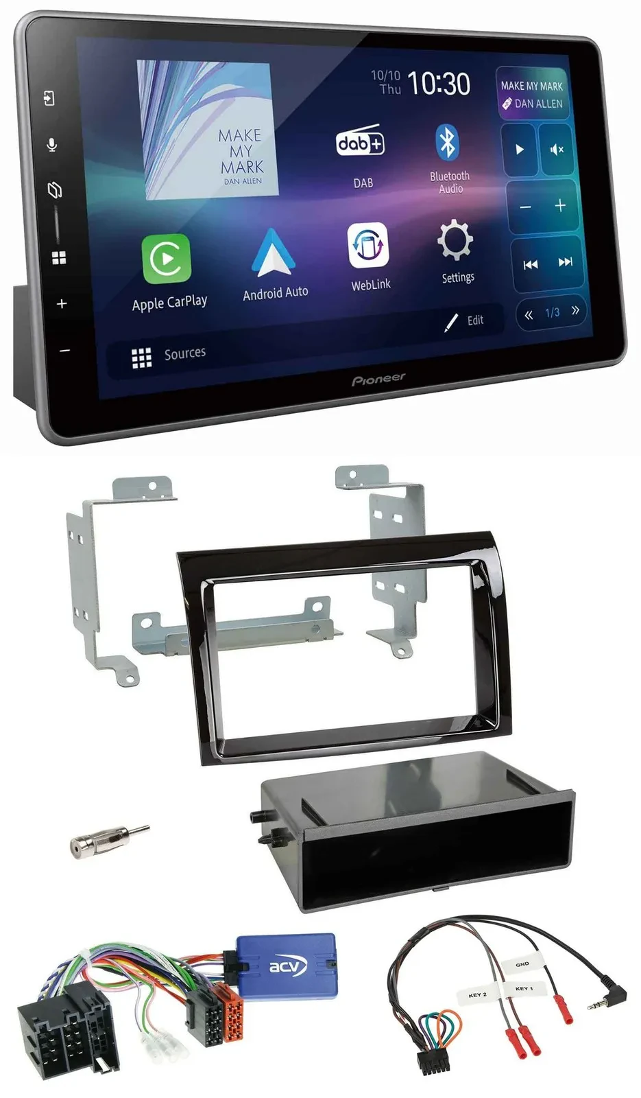 Pioneer Bluetooth USB DAB Lenkrad Autoradio für Fiat Ducato 2008-11 Profi piano