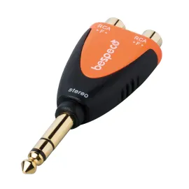 Переходник Bespeco SLAD370B 2 x RCA (F) - jack 6.3 (M) stereo
