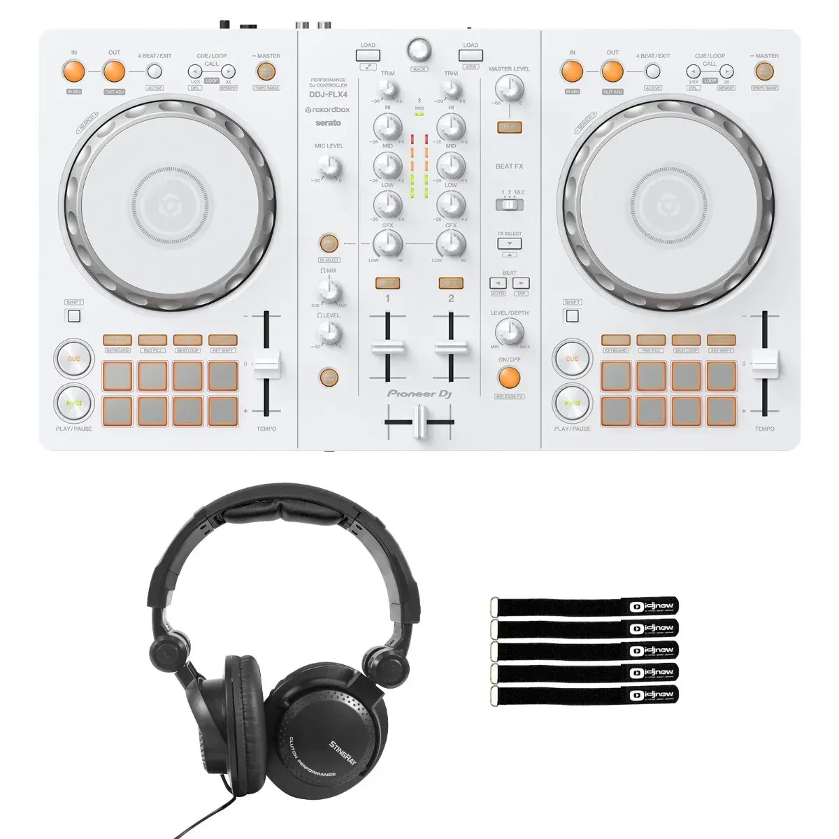 DJ-контроллер с джогом Pioneer DDJ-FLX4-W White с наушниками