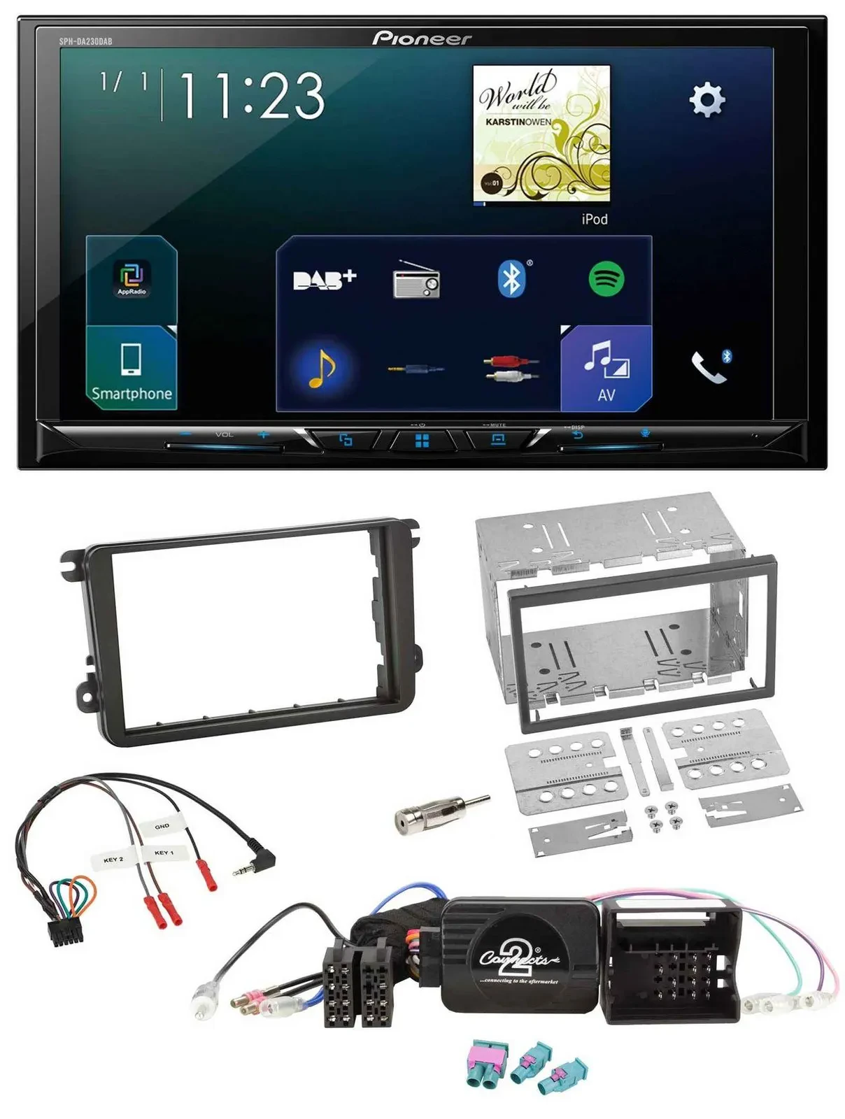 Pioneer Lenkrad Bluetooth USB 2DIN DAB Autoradio für VW Passat Polo Scirocco Sha