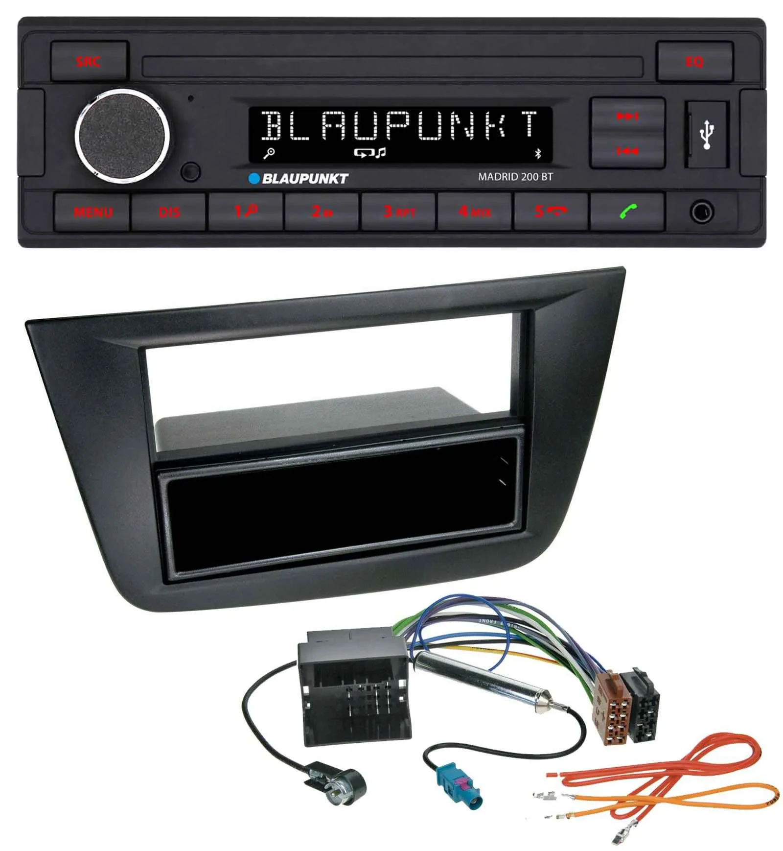 Автомагнитола Blaupunkt USB/AUX/Bluetooth/MP3 для Seat Toledo/Altea (с 2005), черный
