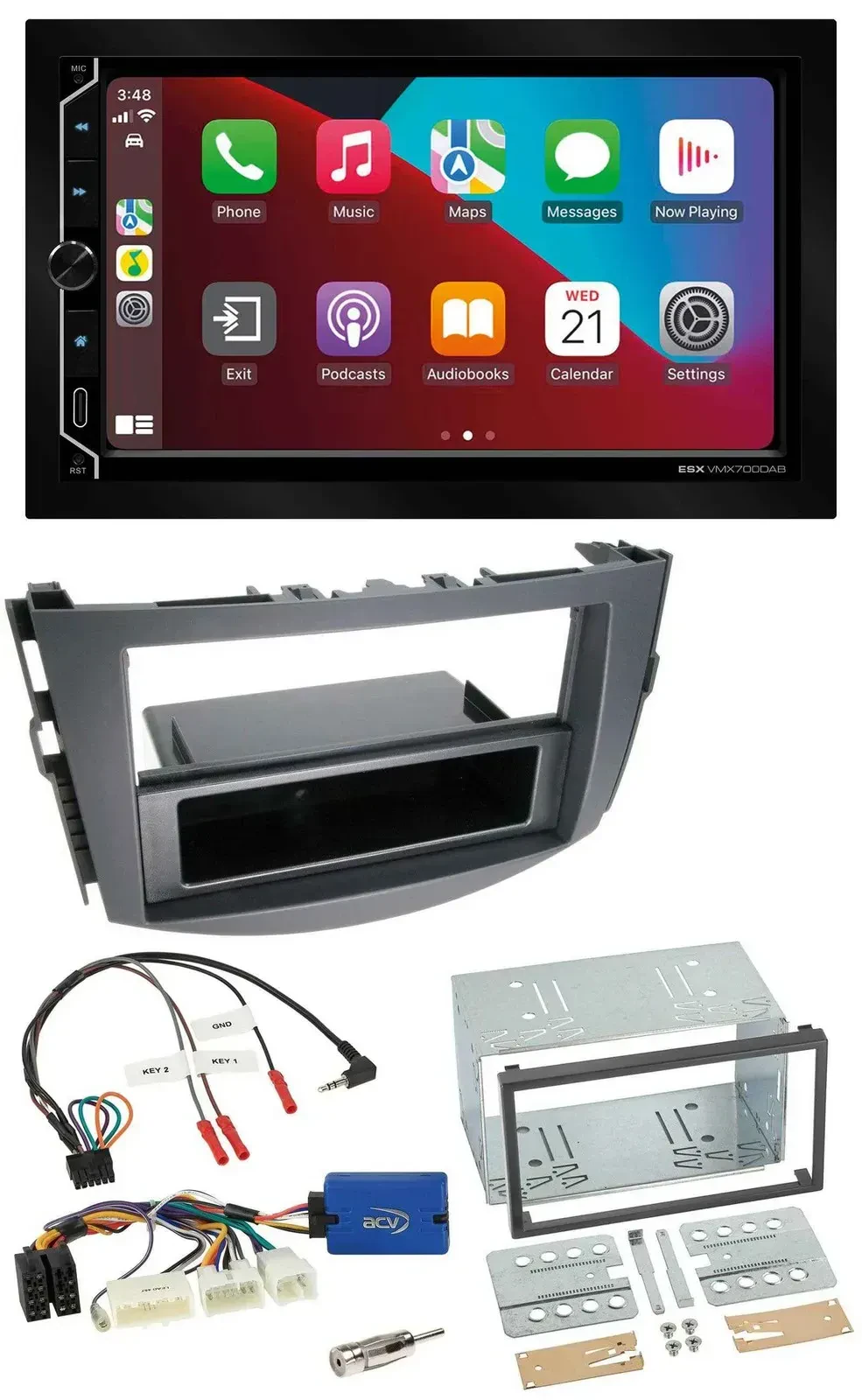 ESX 2DIN DAB USB Lenkrad Bluetooth Autoradio für Toyota RAV 4 ab 2011 28 Pin