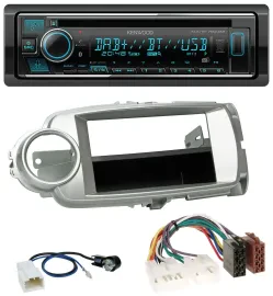 Автомагнитола Kenwood CD, MP3, Bluetooth, DAB, USB, для Toyota Yaris (2011–2014), серебристая