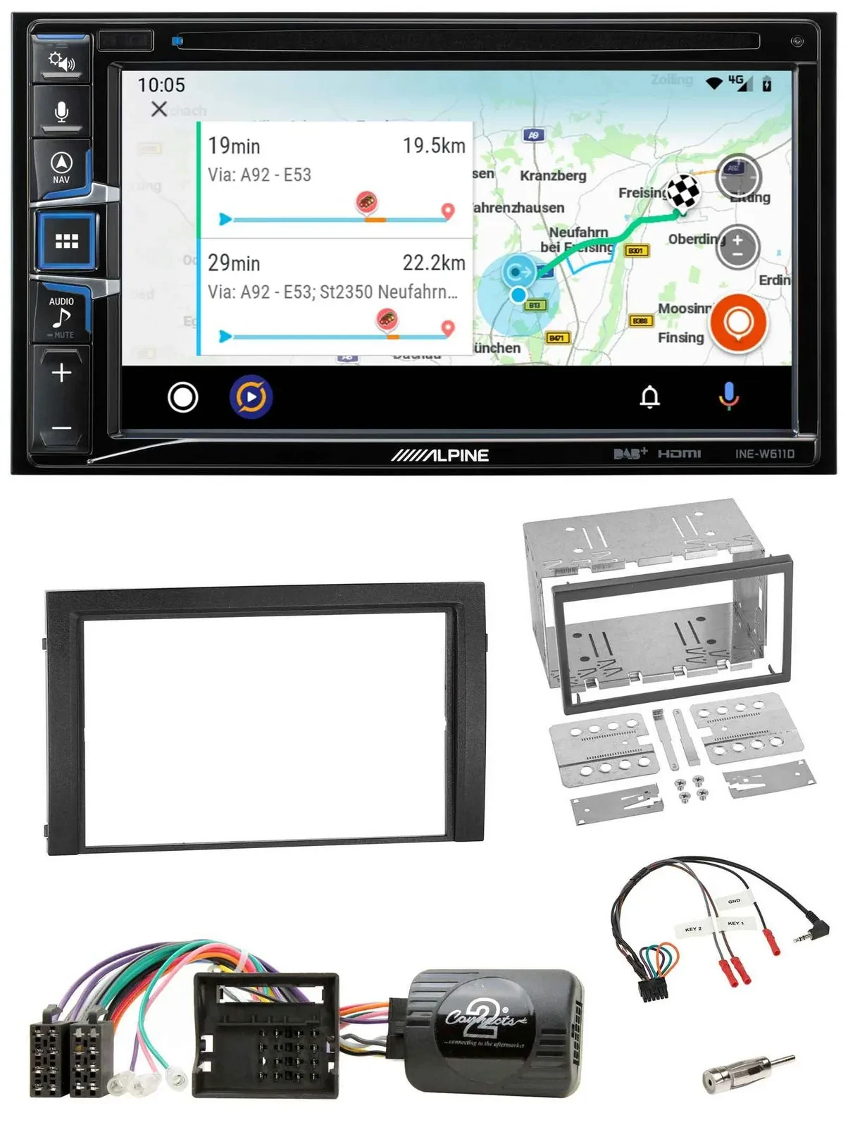 Alpine Bluetooth TMC USB DAB 2DIN Lenkrad Navigation für Skoda Fabia 6Y 2004-200