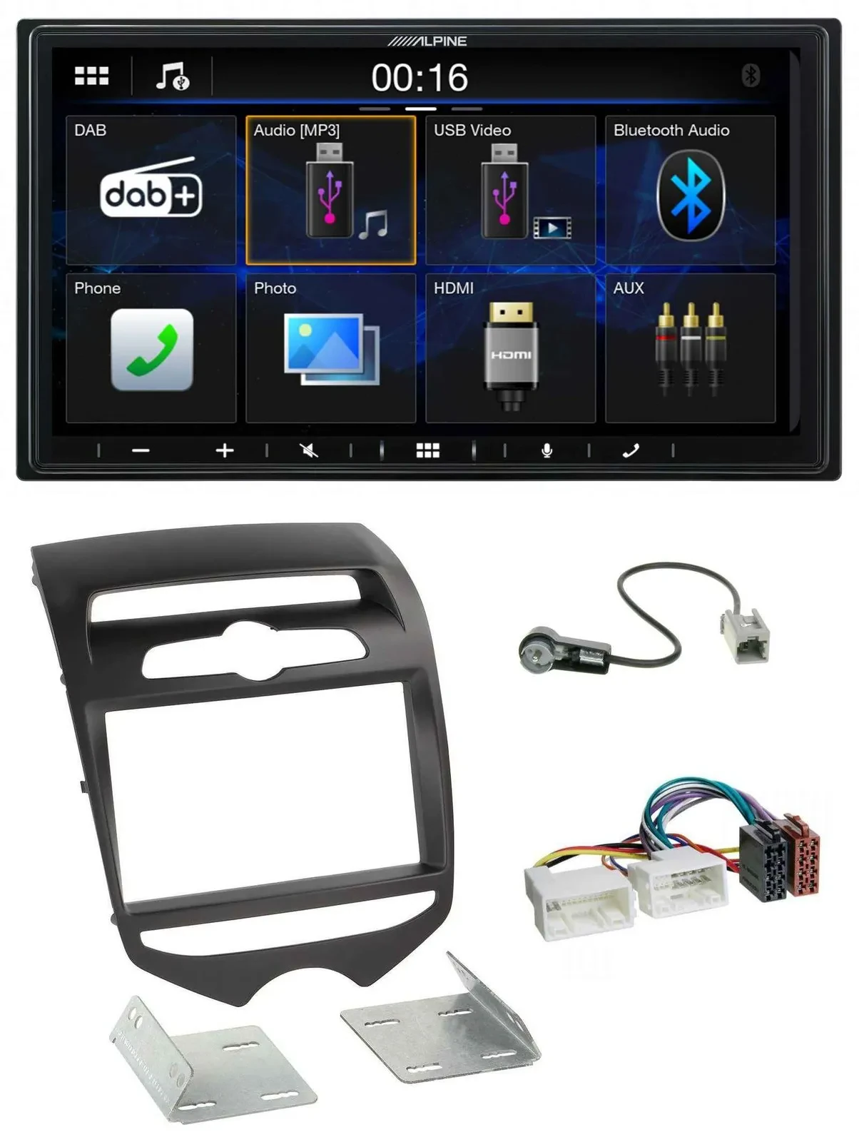 Alpine Bluetooth 2DIN MP3 DAB USB Autoradio für Hyundai ix20 ab 2010 man. Klima