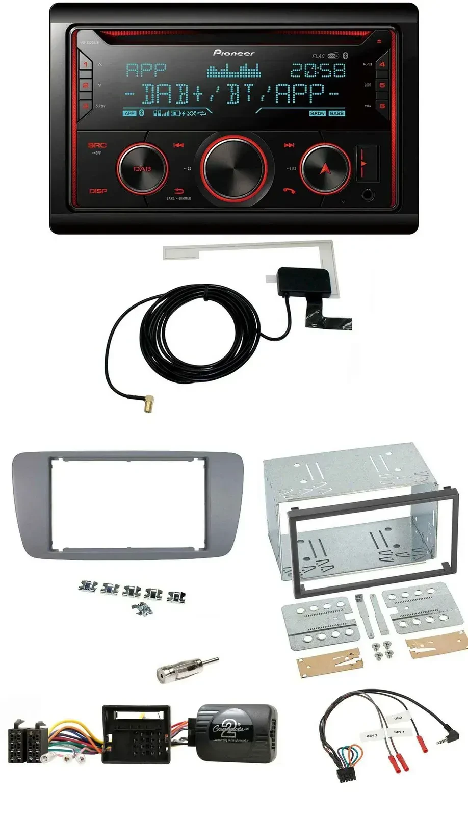 Автомагнитола Pioneer 2DIN DAB USB CD Bluetooth для Seat Ibiza (с 2008) с поддержкой управления на руле