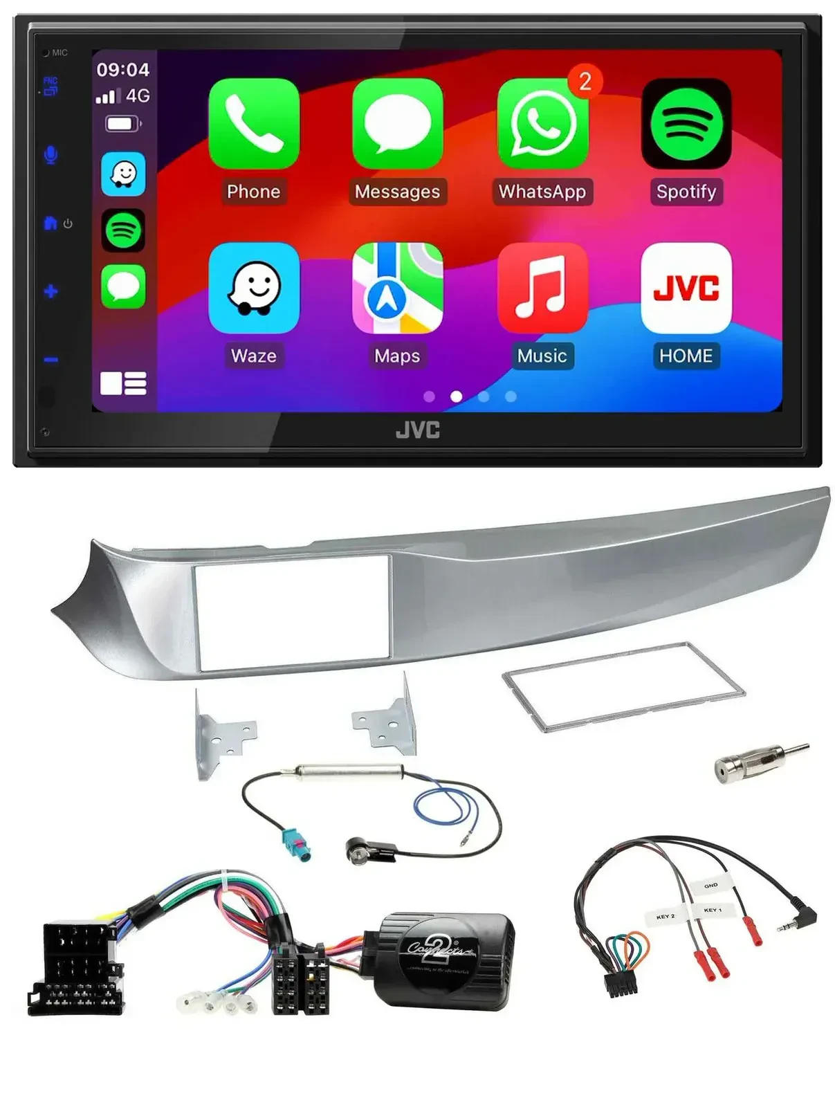 Автомагнитола для Alfa Romeo Giulietta (2010–2014) JVC 2DIN, Bluetooth, DAB, USB, управление с руля