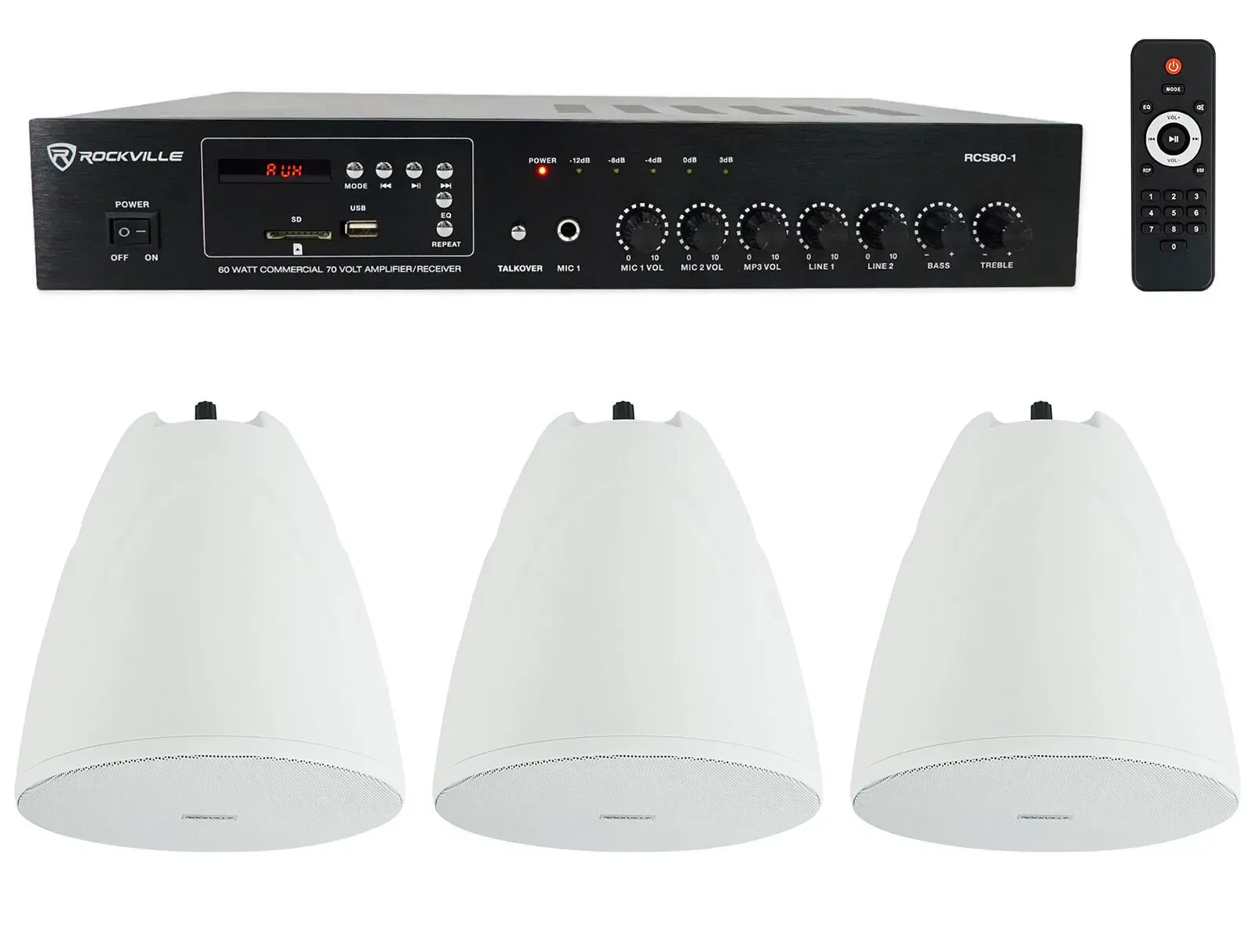 Потолочная акустика Rockville PEN-65T White с усилителем (3 штуки)
