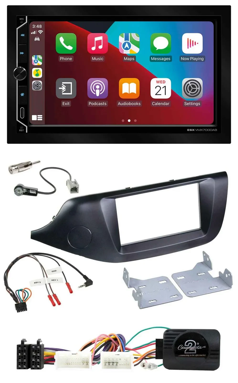 Автомагнитола для Kia Ceed ESX 2DIN DAB USB Bluetooth, управление с руля, черная (с 2012)