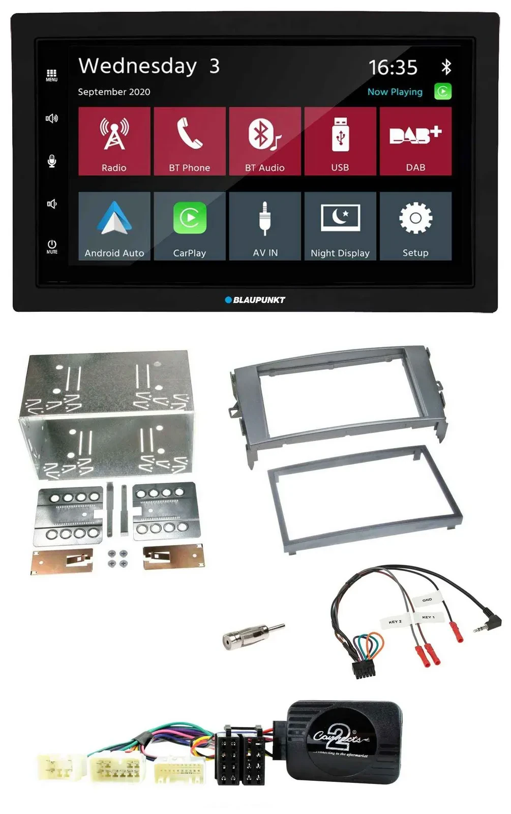 Blaupunkt 2DIN Lenkrad USB Bluetooth DAB Autoradio für Toyota Auris 2007-2011 an