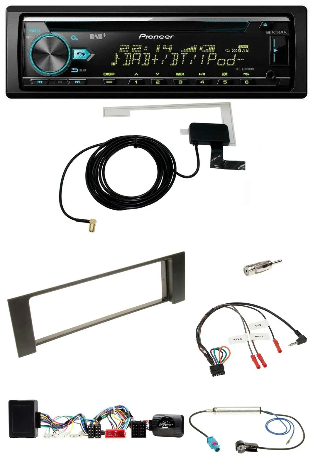 Автомагнитола для Audi A4 B6 (2000–2004) Pioneer CD, USB, DAB, MP3, поддержка управления на руле, совместима с активной системой Bose