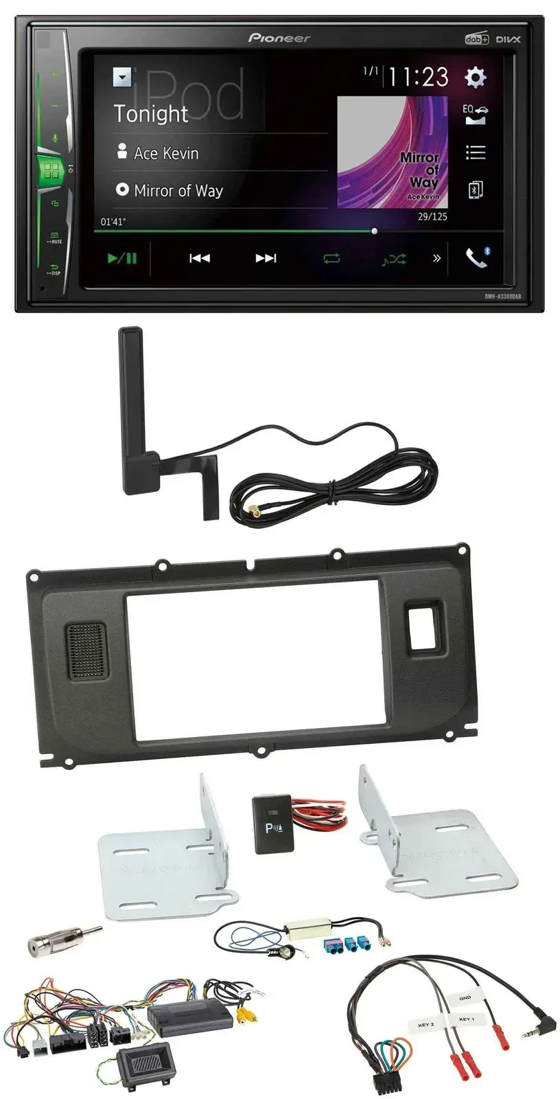 Автомагнитола для Land Rover Evoque Pioneer 2 DIN, Bluetooth, DAB, MP3, с поддержкой кнопок на руле