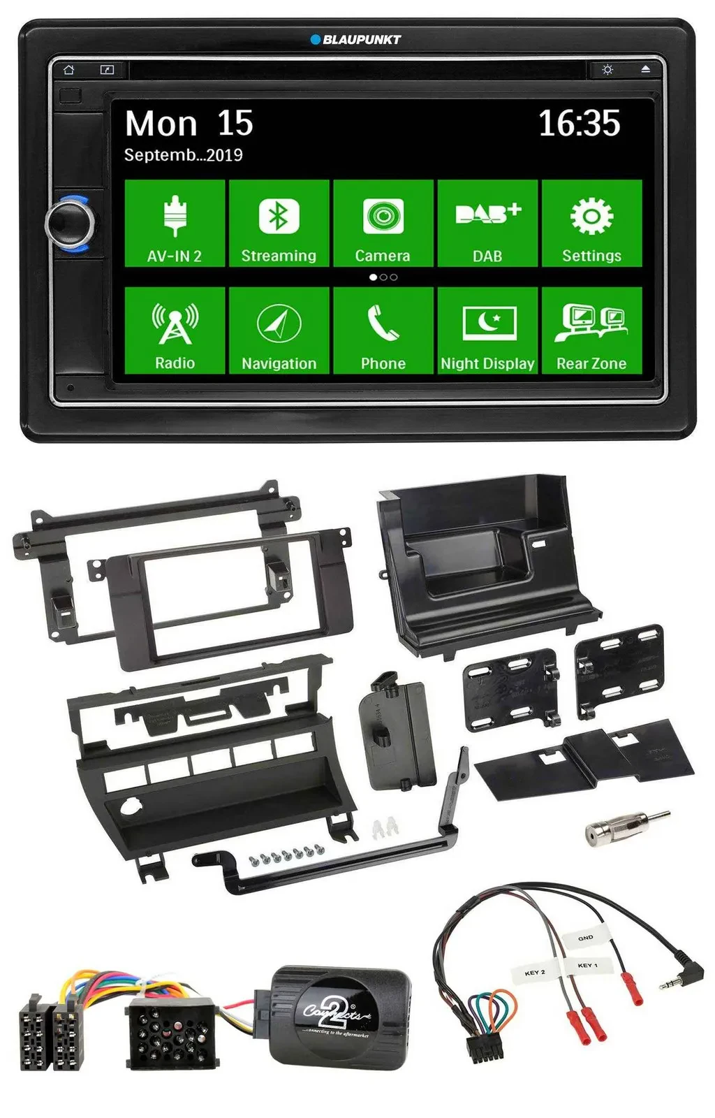 Blaupunkt Bluetooth 2DIN Lenkrad DAB USB TMC Navigation für BMW 3er 1999-2006 5