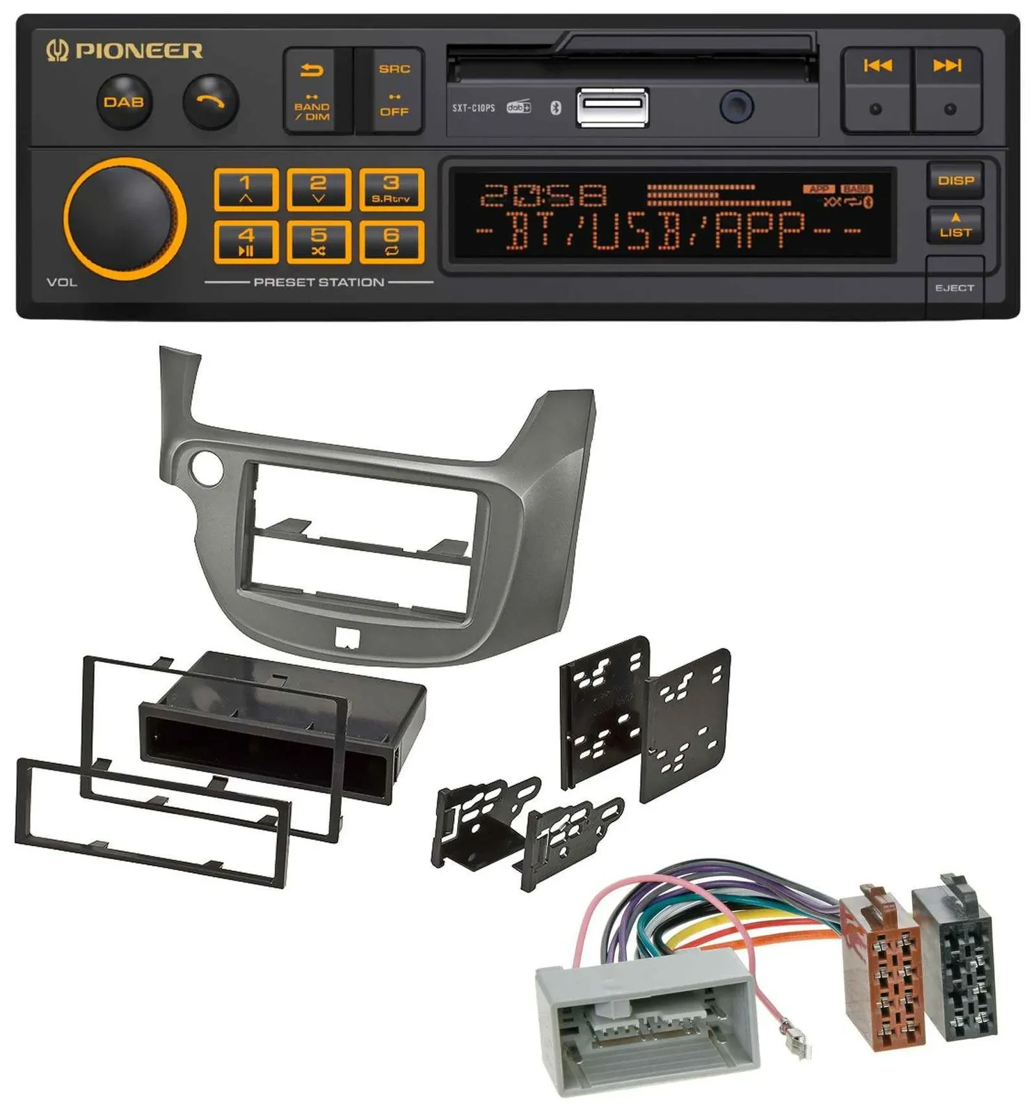 Автомагнитола Pioneer DAB MP3 USB Bluetooth для Honda Jazz (с 2009), серебристая