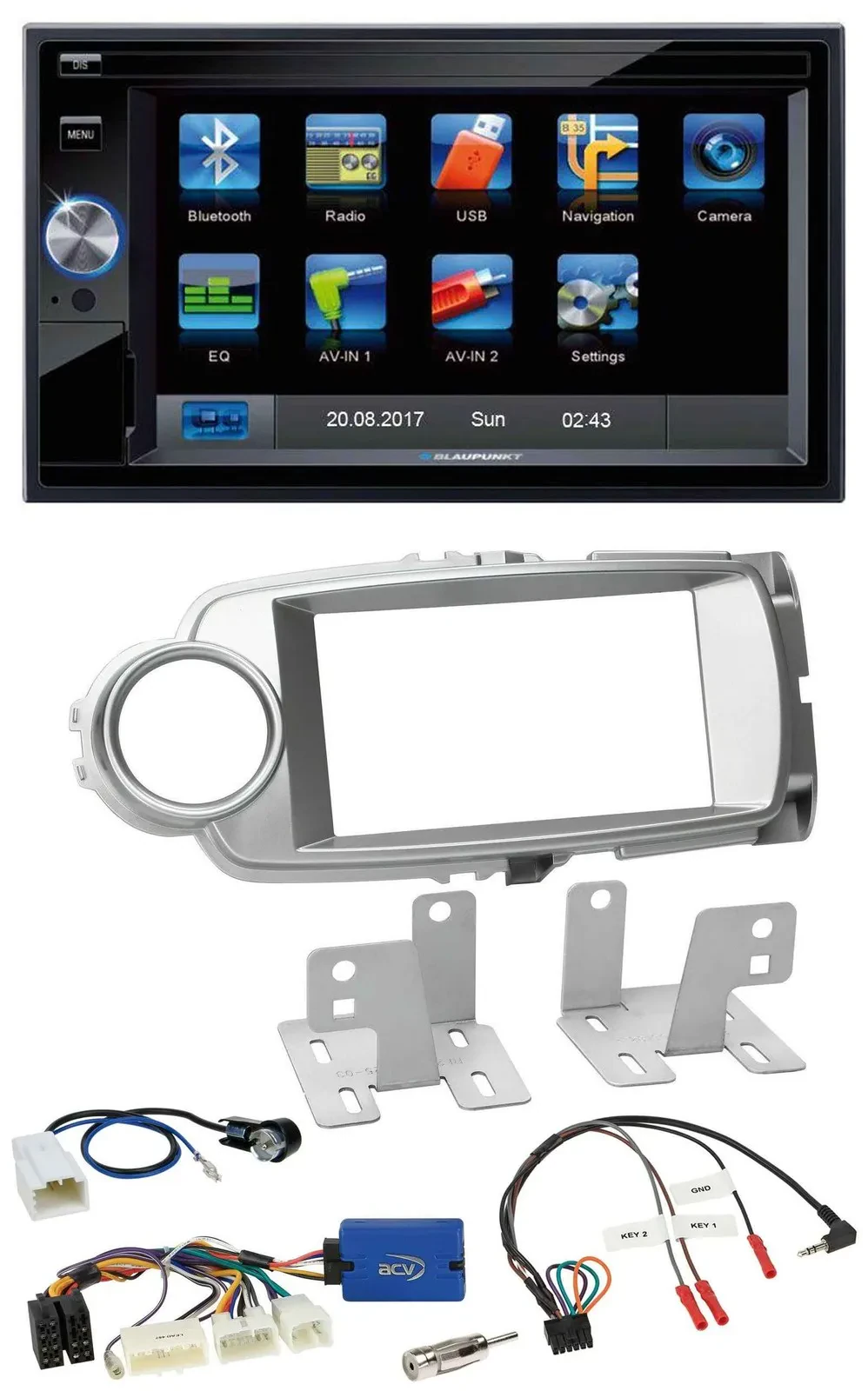 Blaupunkt SD Bluetooth 2DIN MP3 USB Lenkrad Autoradio für Toyota Yaris 2011-2014
