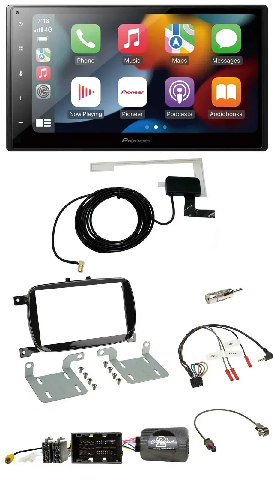 Автомагнитола Pioneer 2-DIN, USB, Bluetooth, DAB для Fiat 500X (с 2016, рестайлинг)