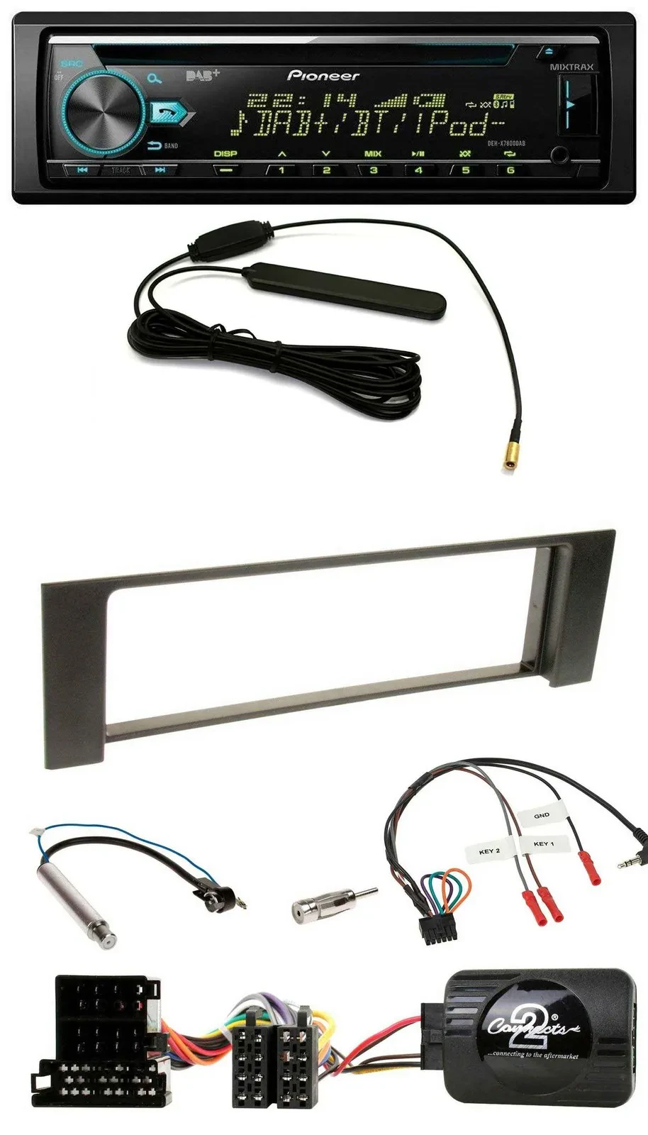 Pioneer CD MP3 Lenkrad DAB USB Autoradio für Audi A4 2000-2004 ISO