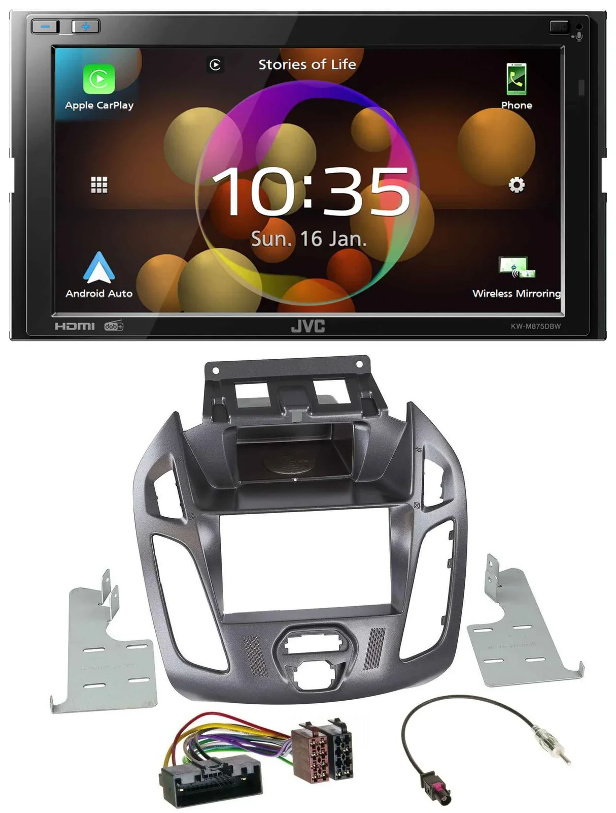 JVC DAB MP3 2DIN Bluetooth USB Autoradio für Ford Transit ohne Display 2012-2018