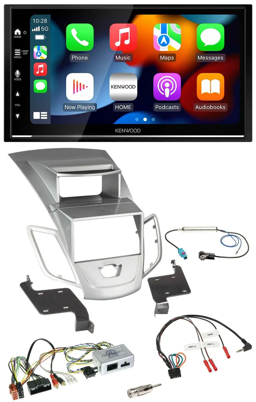 Kenwood DAB USB Bluetooth 2DIN Lenkrad Autoradio für Ford Fiesta 2010-17 Display