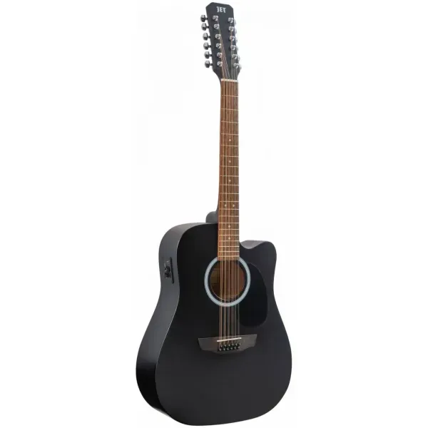 Электроакустическая 12-струнная гитара JET Guitars JDEC-255/12 Dreadnought Black Satin